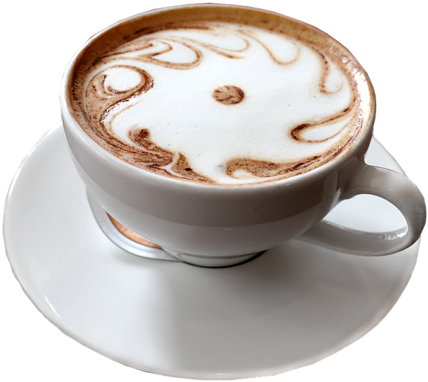 Artistic Cappuccino Coffee Top View PNG Image