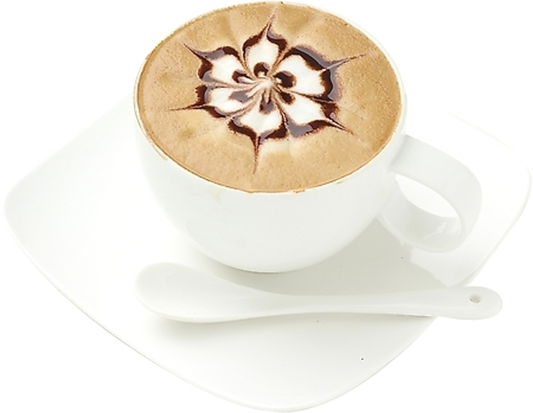 Artistic Cappuccinoin White Cup PNG Image