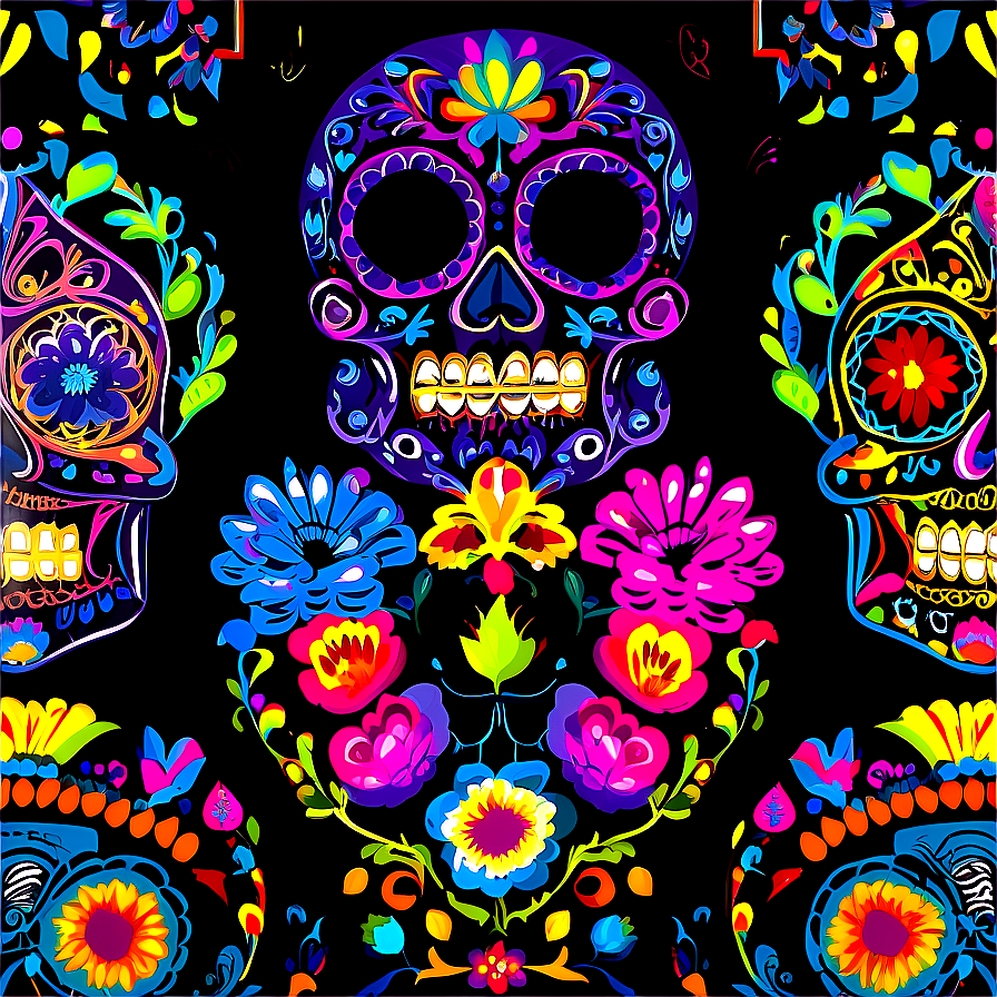 Artistic Dia De Los Muertos Murals Png Cux PNG Image