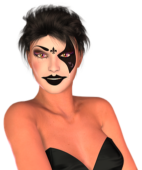 Artistic Face Paint Portrait Woman PNG Image