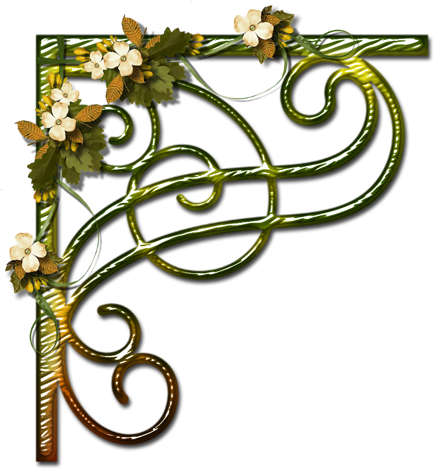 Artistic Floral Corner Design PNG Image