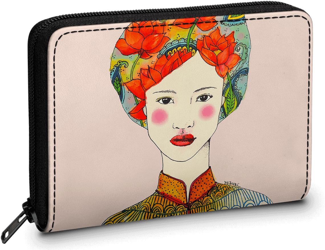 Artistic Floral Print Wallet PNG Image