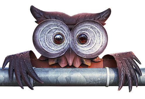 Artistic Metal Owl Sculpture PNG Image