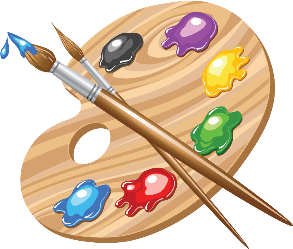 Artists Paletteand Paintbrushes PNG Image