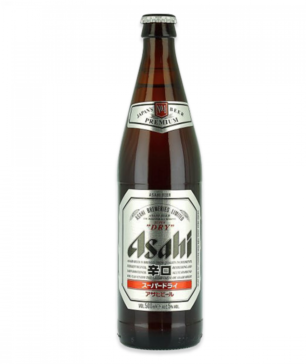 Asahi Premium Japanese Beer Bottle PNG Image