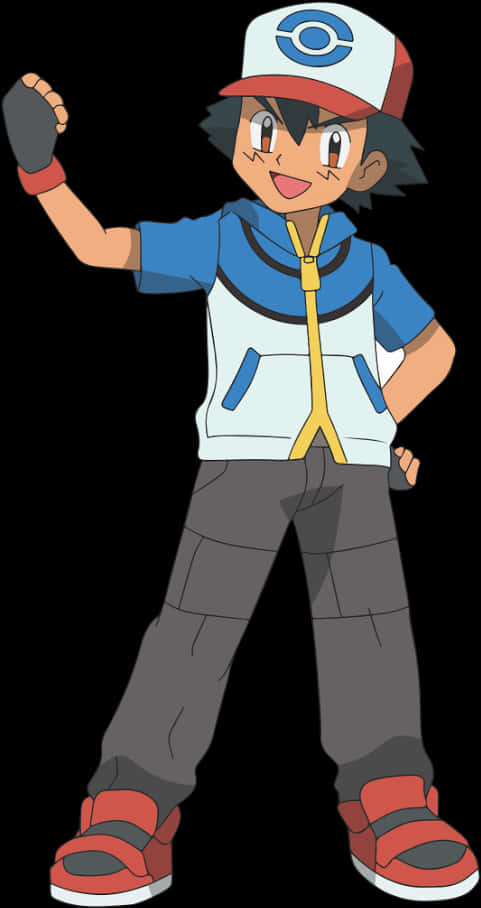 Ash Ketchum Pokemon Trainer Pose PNG Image