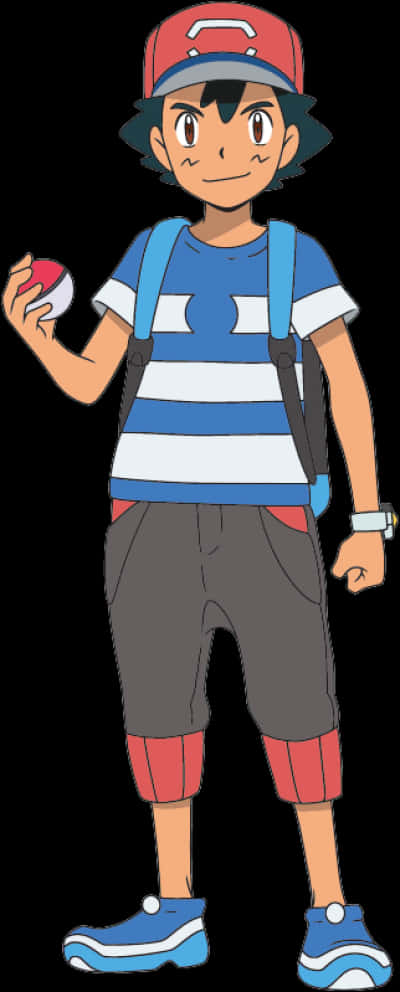 Ash Ketchum Pokemon Trainer Pose PNG Image