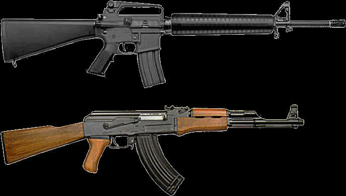 Assault Rifles Comparison A K47 M16 PNG Image