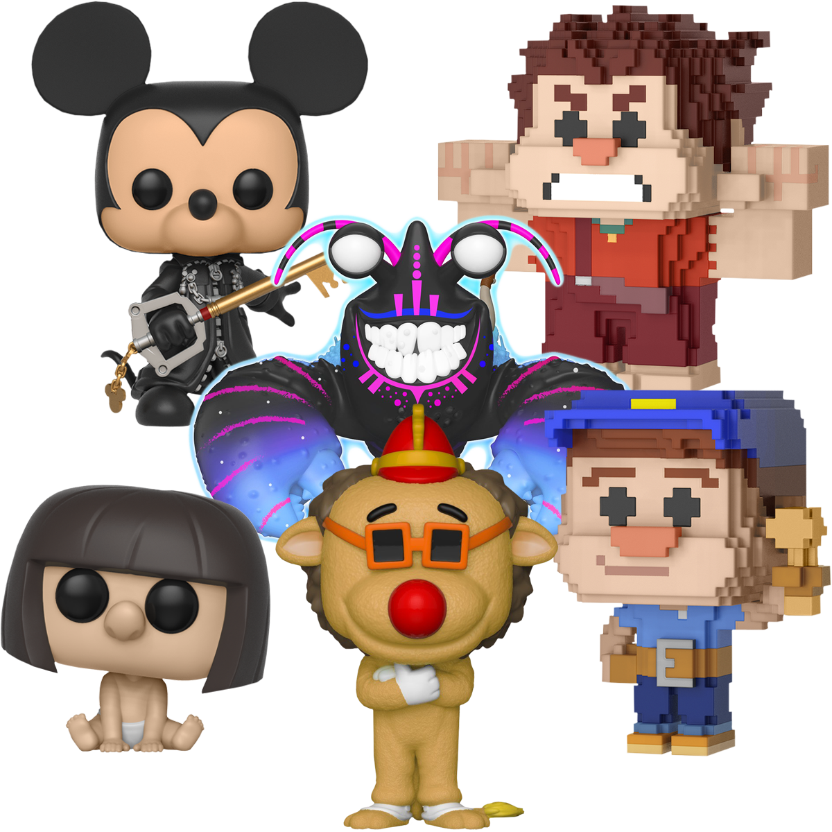 Assorted Animated Characters PNG Image