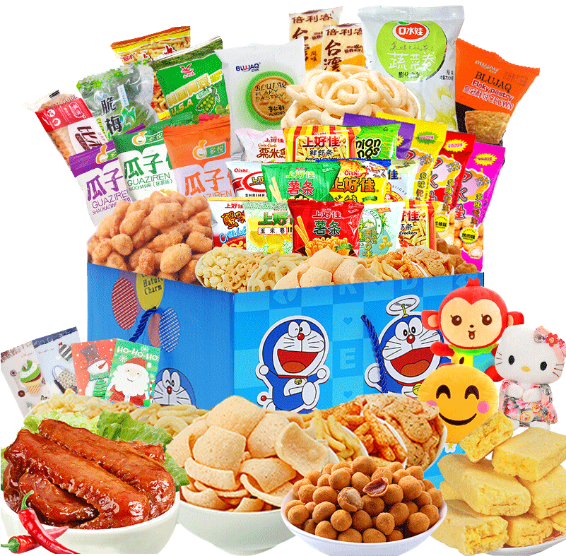 Assorted Asian Snacks Collection PNG Image