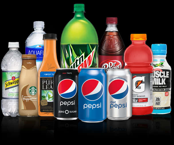 Assorted Beverage Collection PNG Image