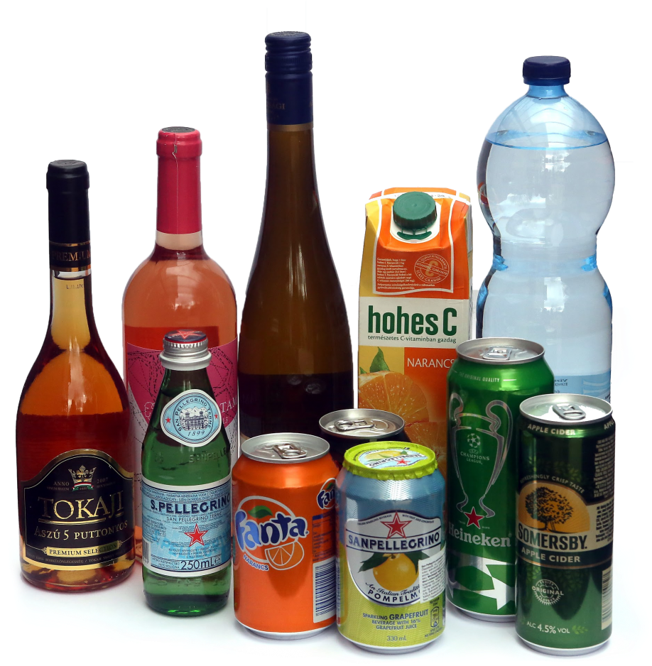 Assorted Beverage Collection PNG Image