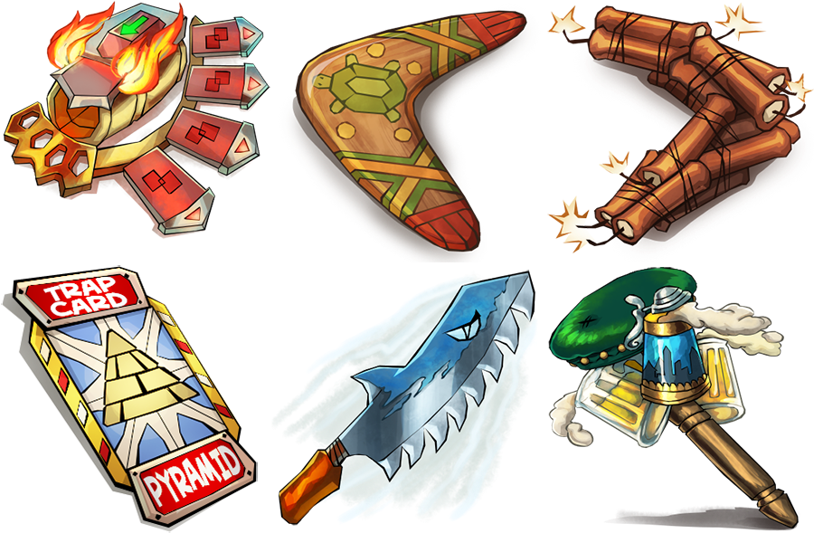 Assorted Boomerangsand Adventure Items PNG Image