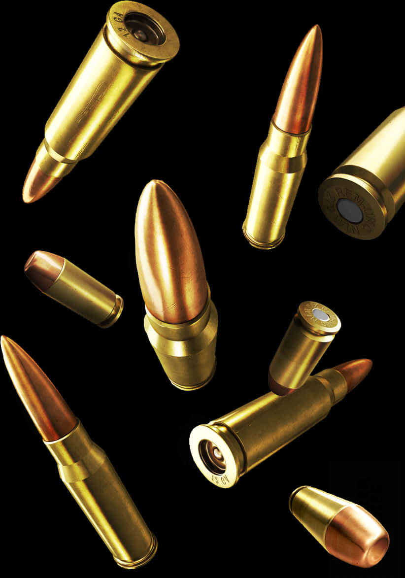 Assorted Bullets Black Background PNG Image