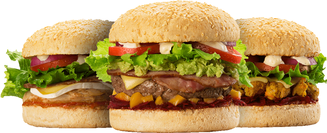 Assorted Burgers Trio PNG Image