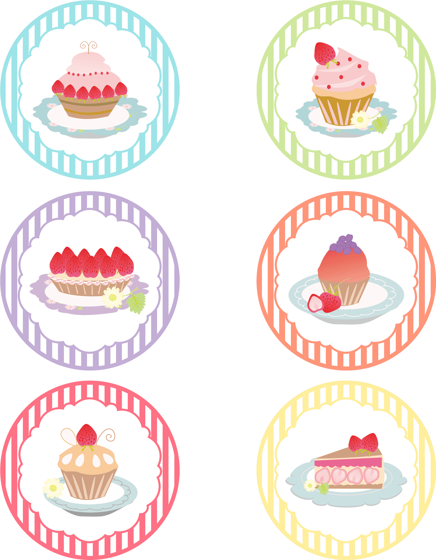 Assorted Cake Logos Set PNG Image