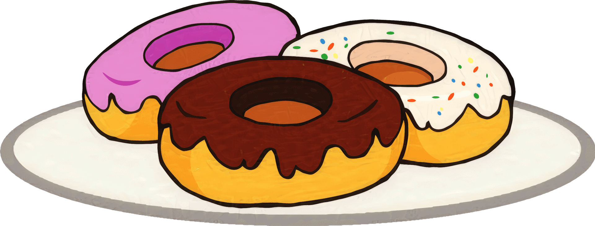 Assorted Cartoon Donutson Plate PNG Image