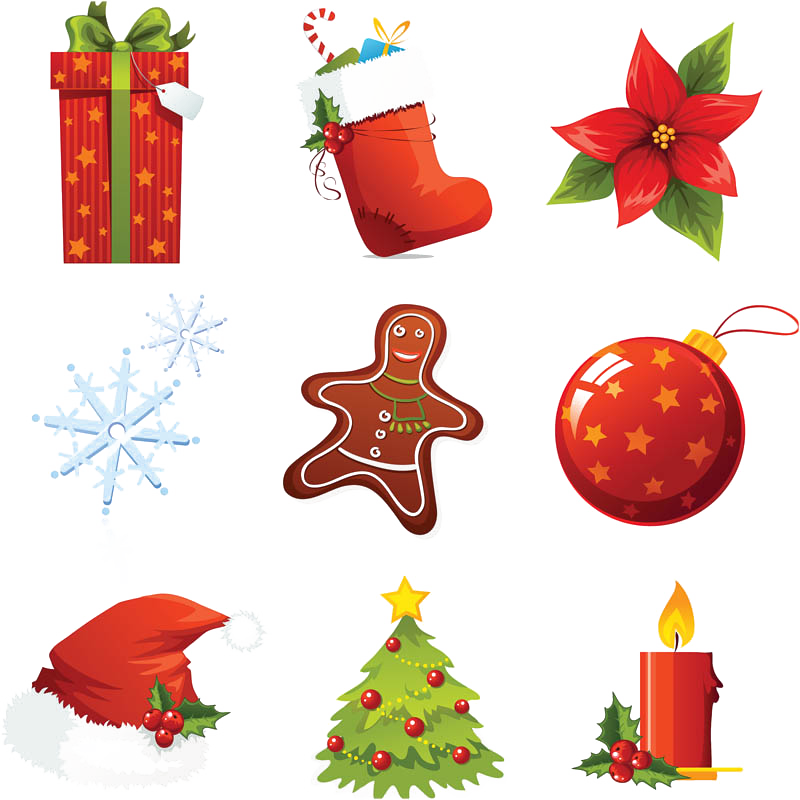 Assorted Christmas Decorations Clipart PNG Image