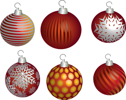 Assorted Christmas Ornaments Collection PNG Image