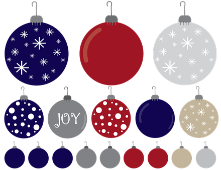 Assorted Christmas Ornaments Vector PNG Image