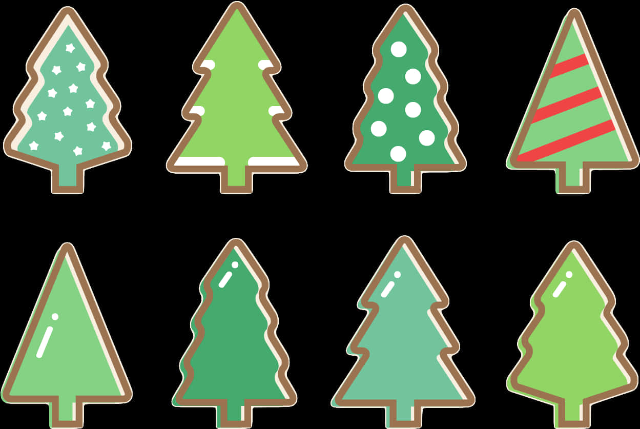 Assorted Christmas Tree Designs PNG Image