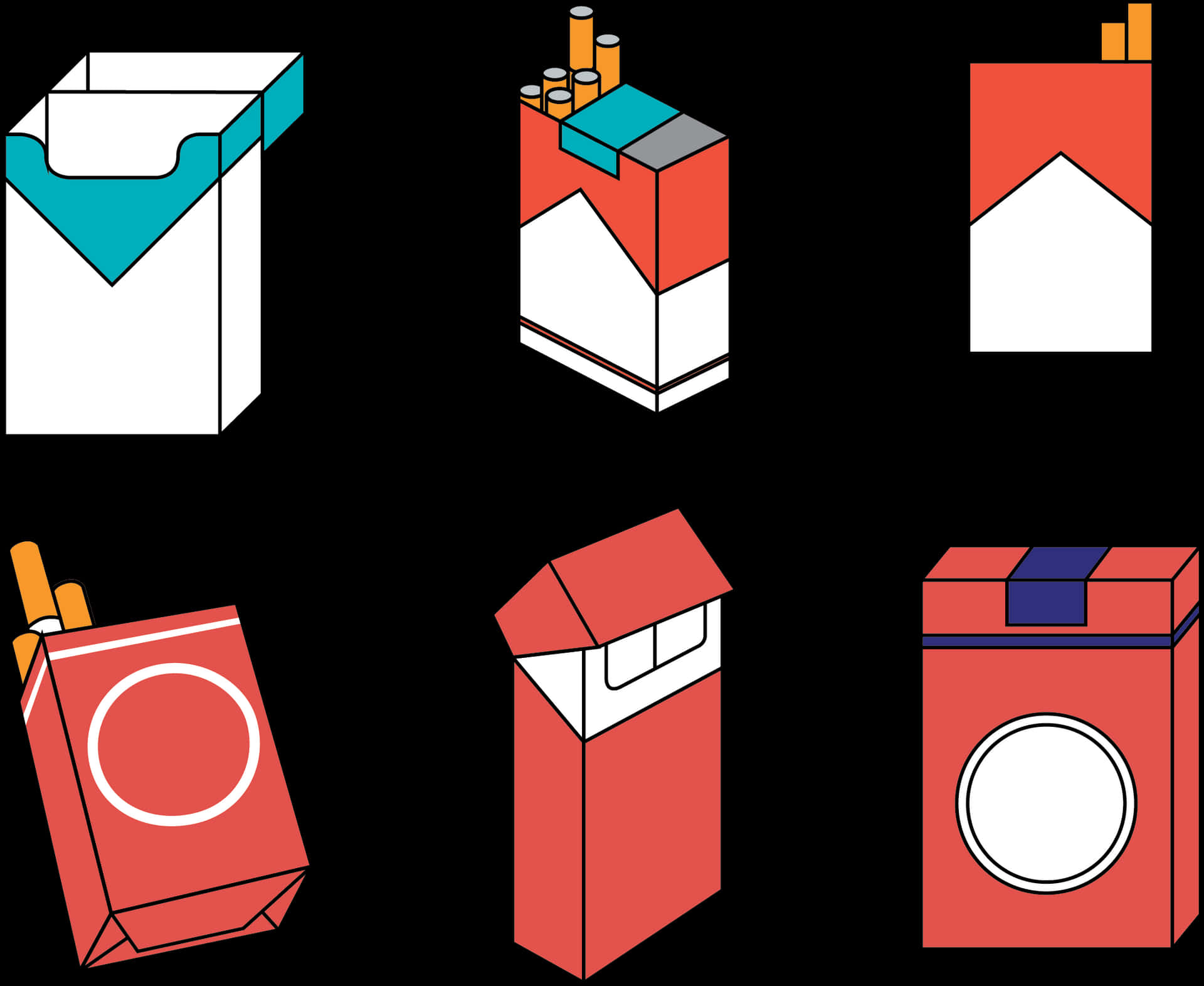 Assorted Cigarette Packs Vector Illustration PNG Image