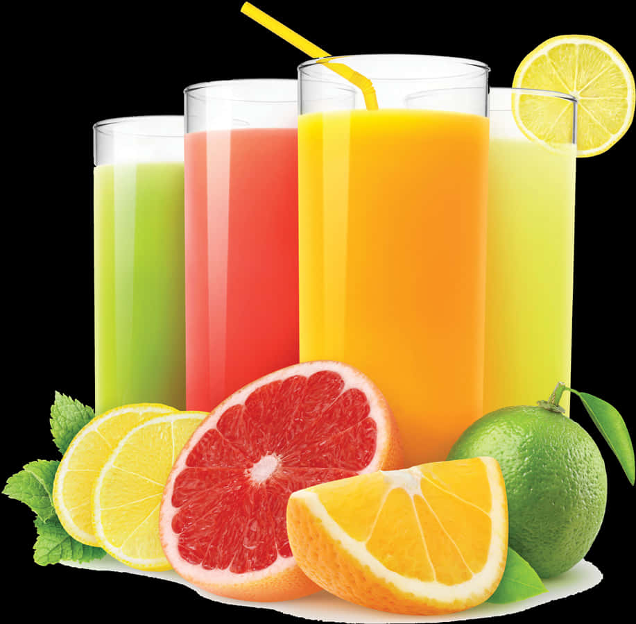 Assorted Citrus Juices PNG Image