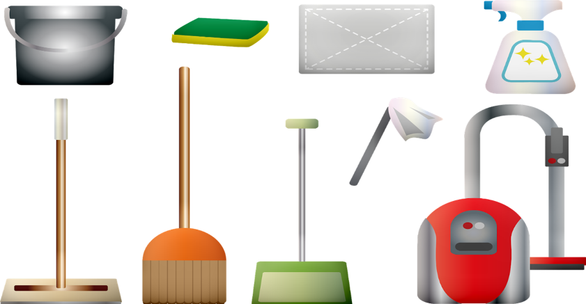 Assorted Cleaning Tools Icons PNG Image