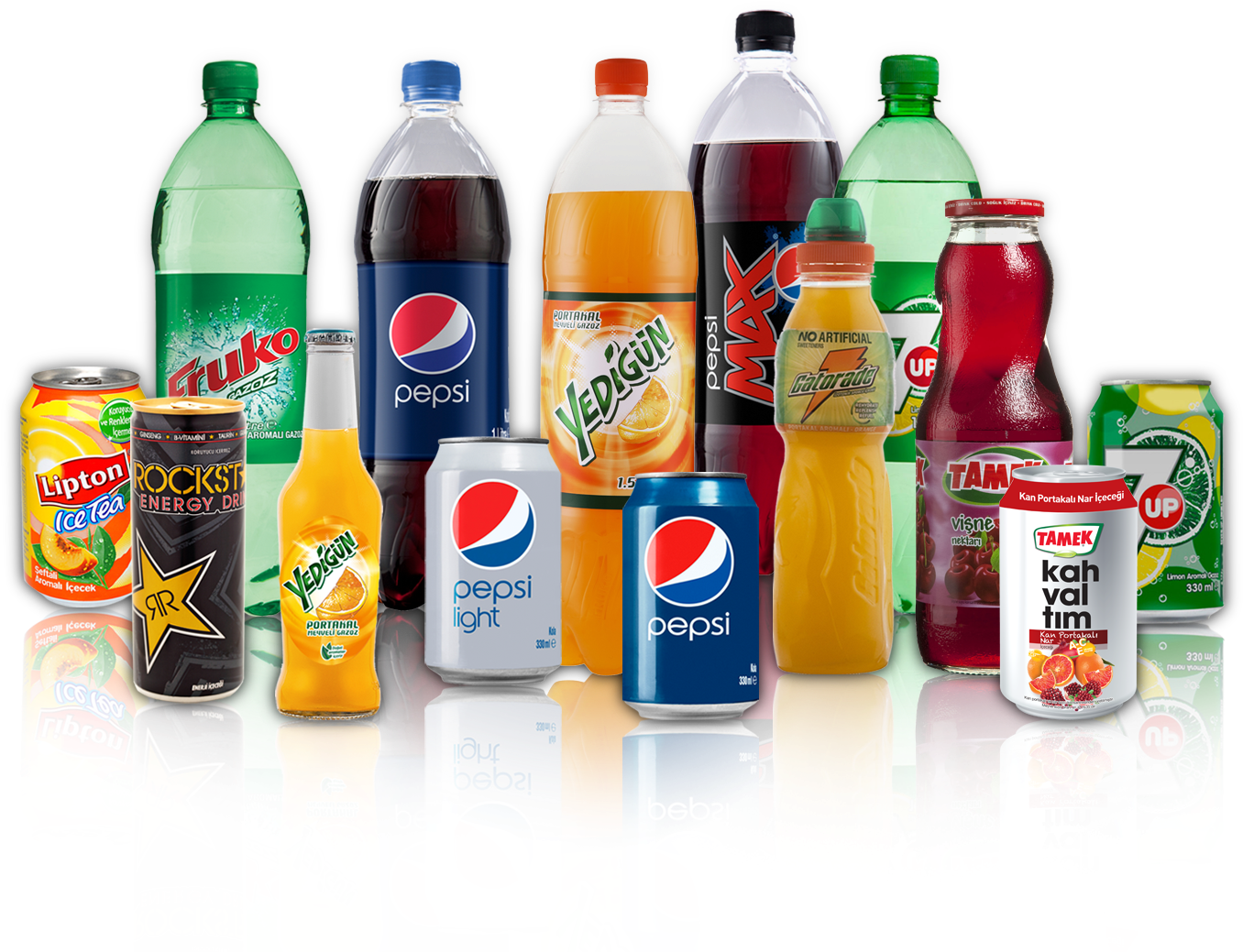 Assorted Cold Drinks Collection PNG Image