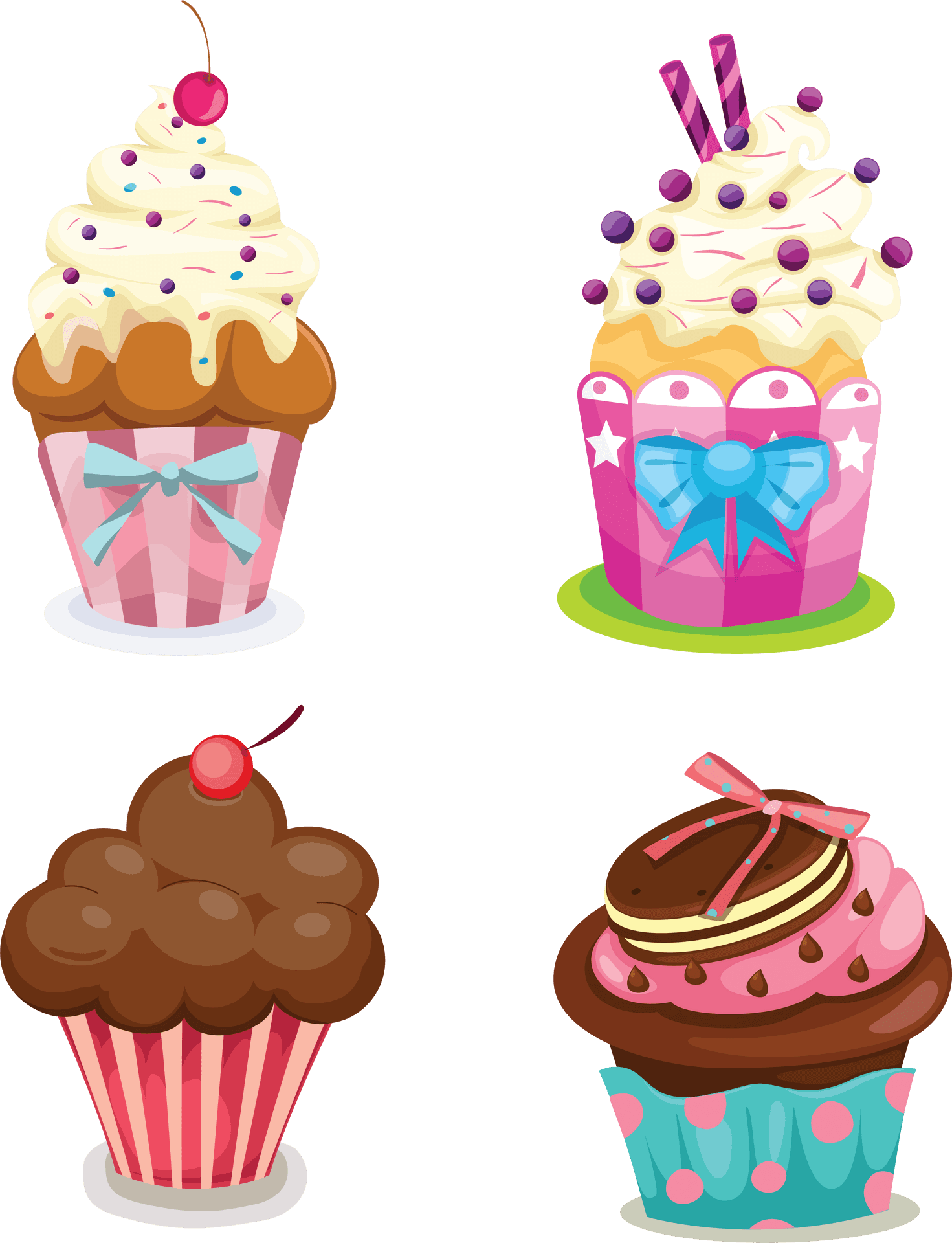 Assorted Cupcakes Illustration PNG Image