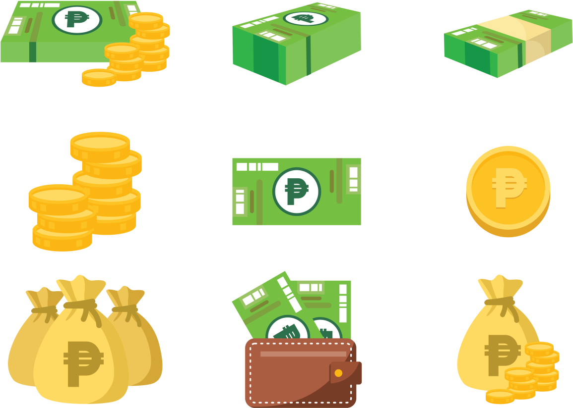 Assorted Currency Icons Vector PNG Image