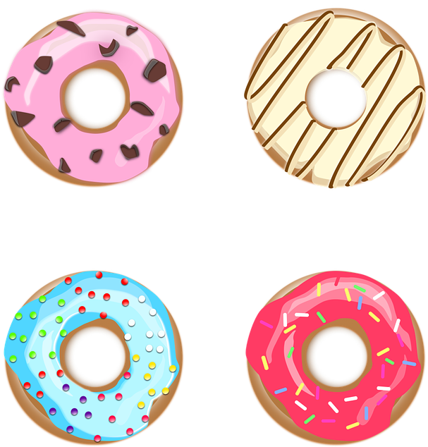 Assorted Decorated Doughnuts Illustration PNG Image