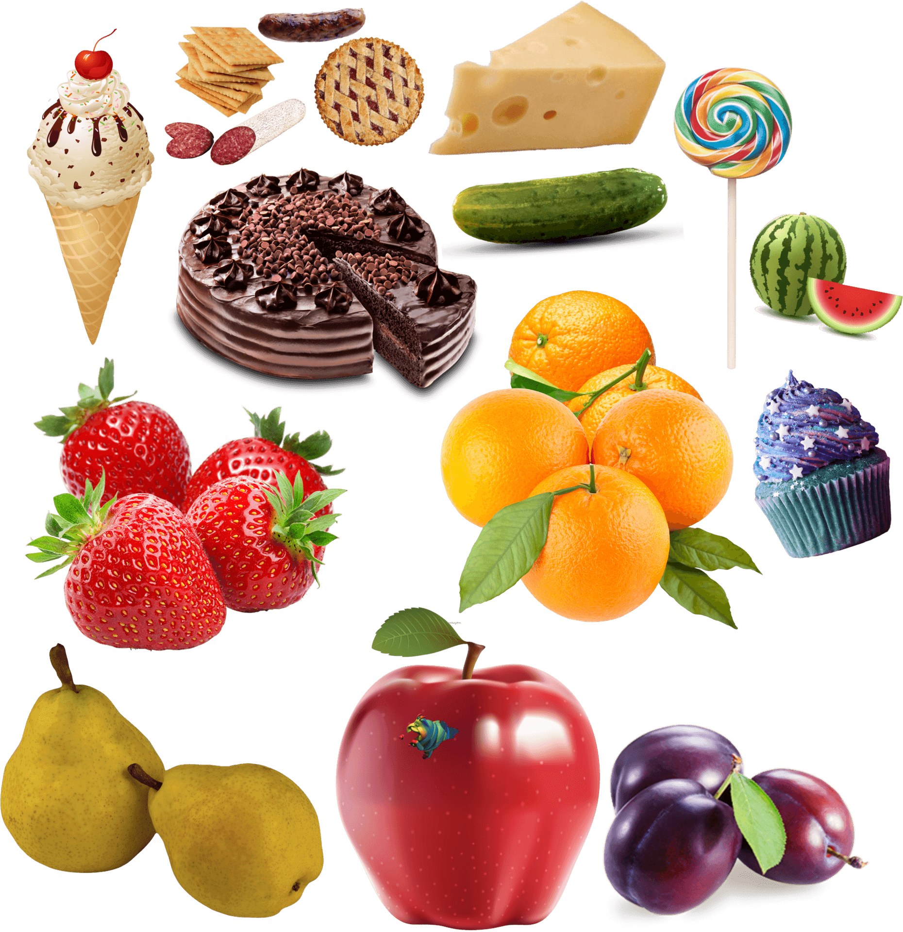 Assorted Dessertsand Fruits Collection PNG Image