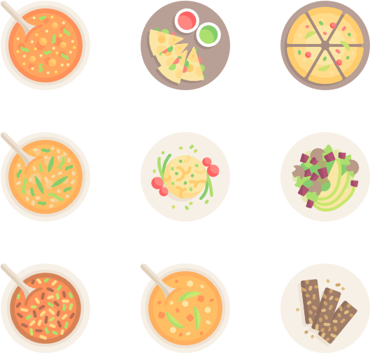 Assorted Dishes Vector Illustration PNG Image