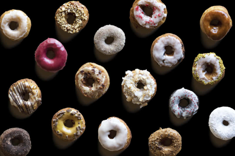 Assorted Donuts Top View PNG Image