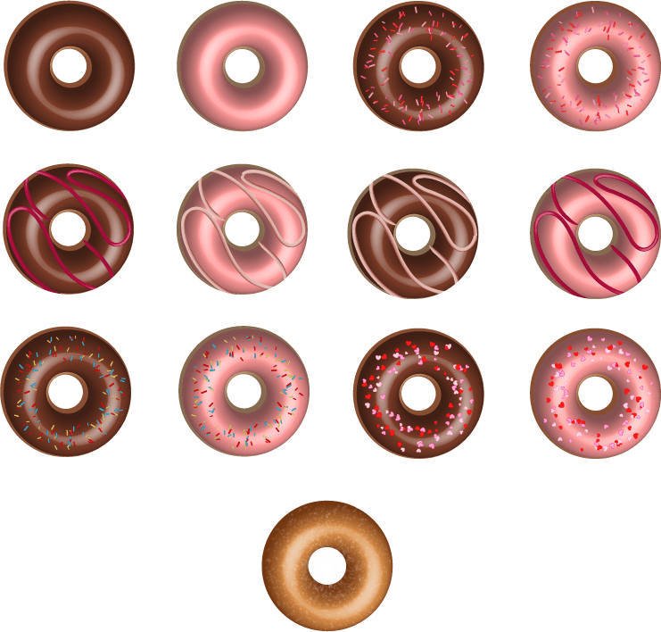 Assorted Doughnuts Collection PNG Image