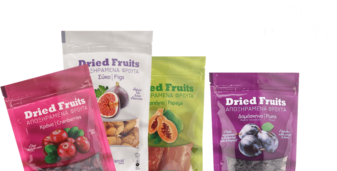 Assorted Dried Fruit Packages PNG Image