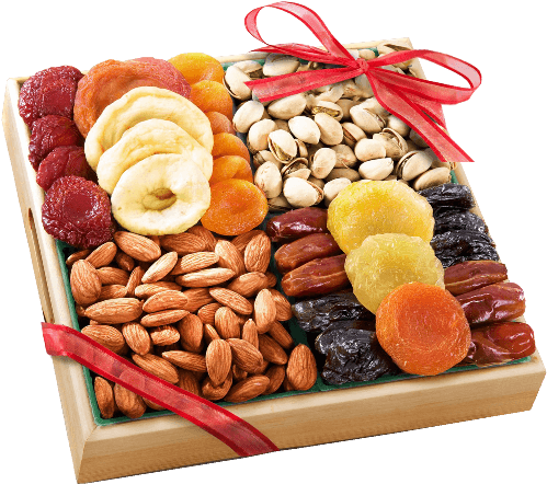 Assorted Dry Fruits Gift Tray PNG Image