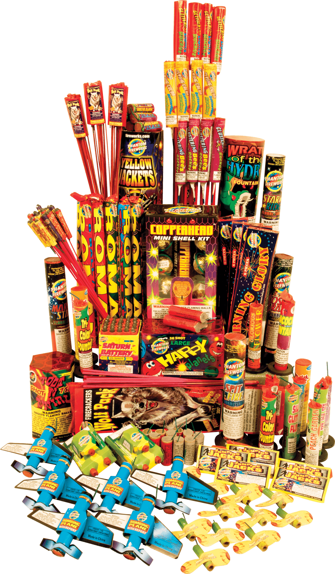 Assorted Fireworks Collection PNG Image