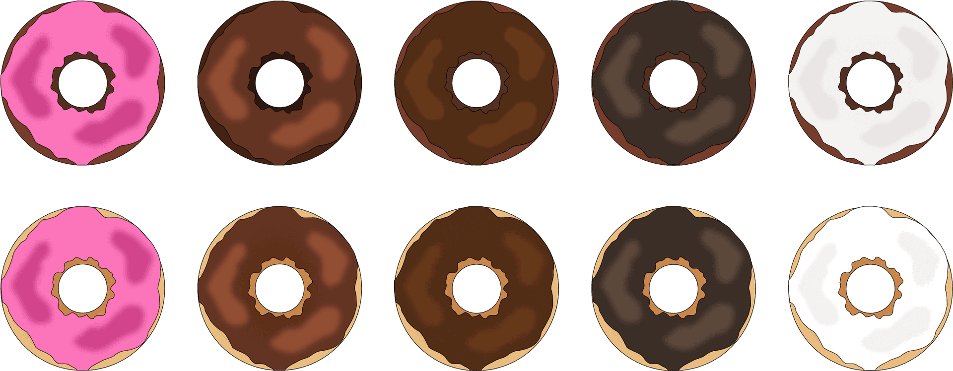 Assorted Flat Design Doughnuts PNG Image