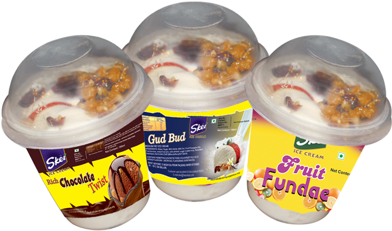 Assorted Flavored Ice Cream Cups PNG Image