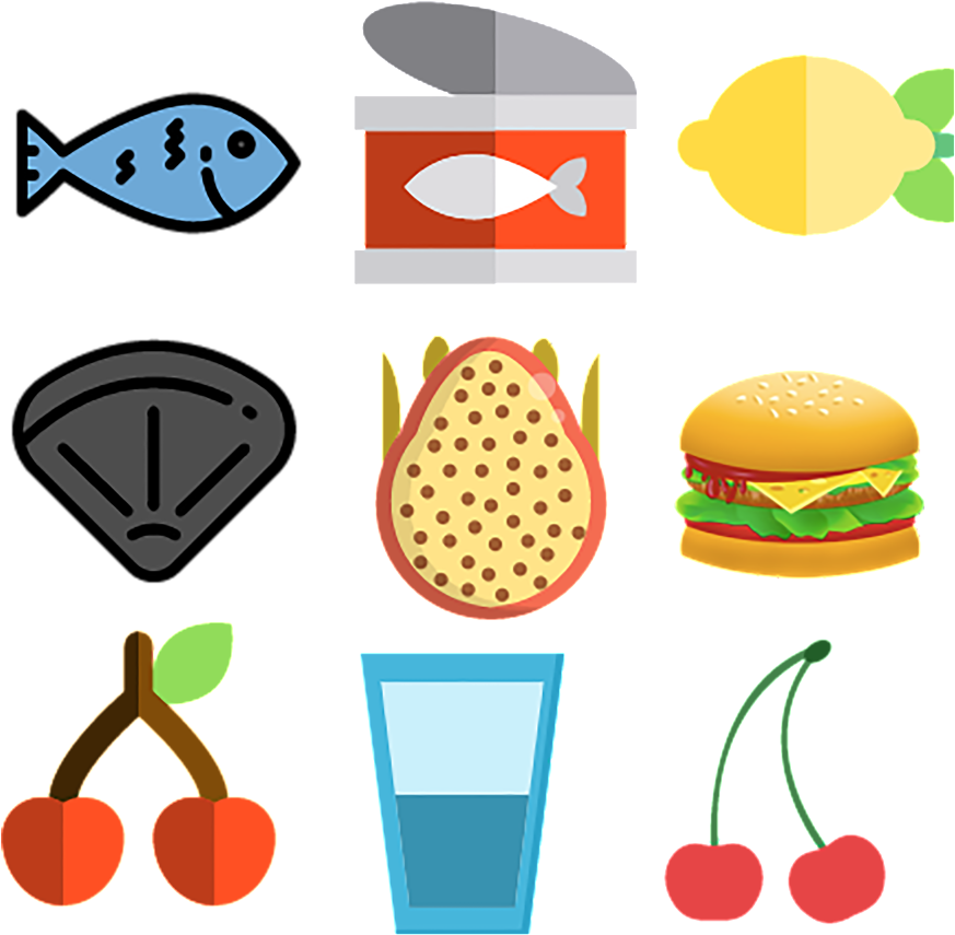 Assorted Food Icons Set PNG Image