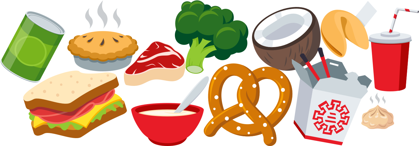 Assorted Food Items Vector Illustration PNG Image