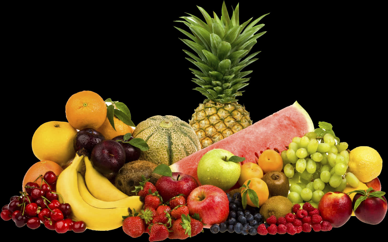 Assorted Fresh Fruits Display PNG Image