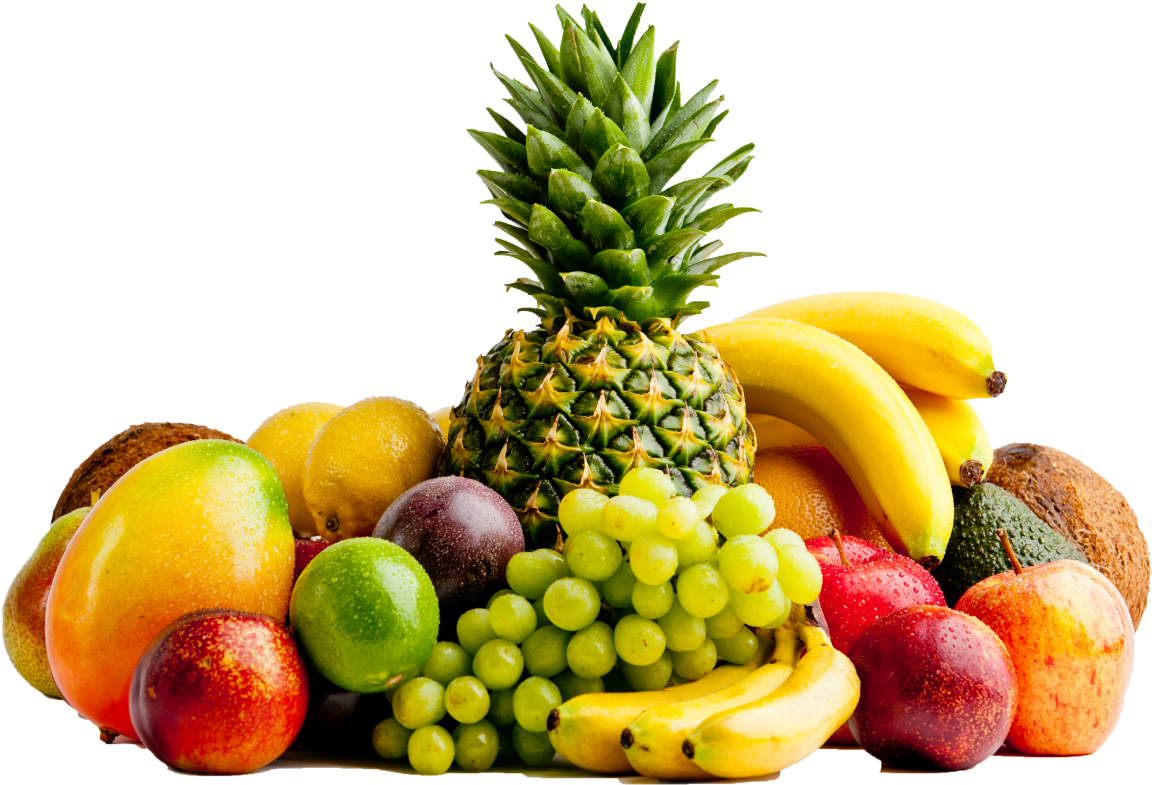 Assorted Fresh Fruits Display PNG Image