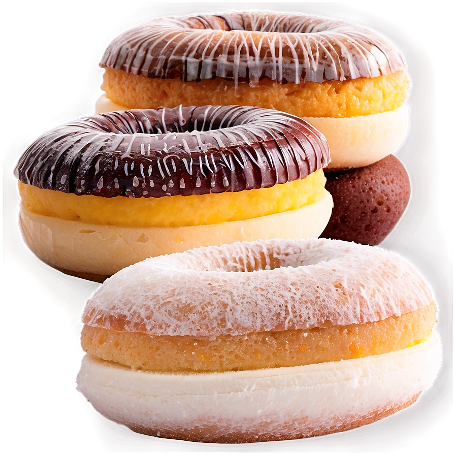 Assorted Frosted Donuts Stacked PNG Image