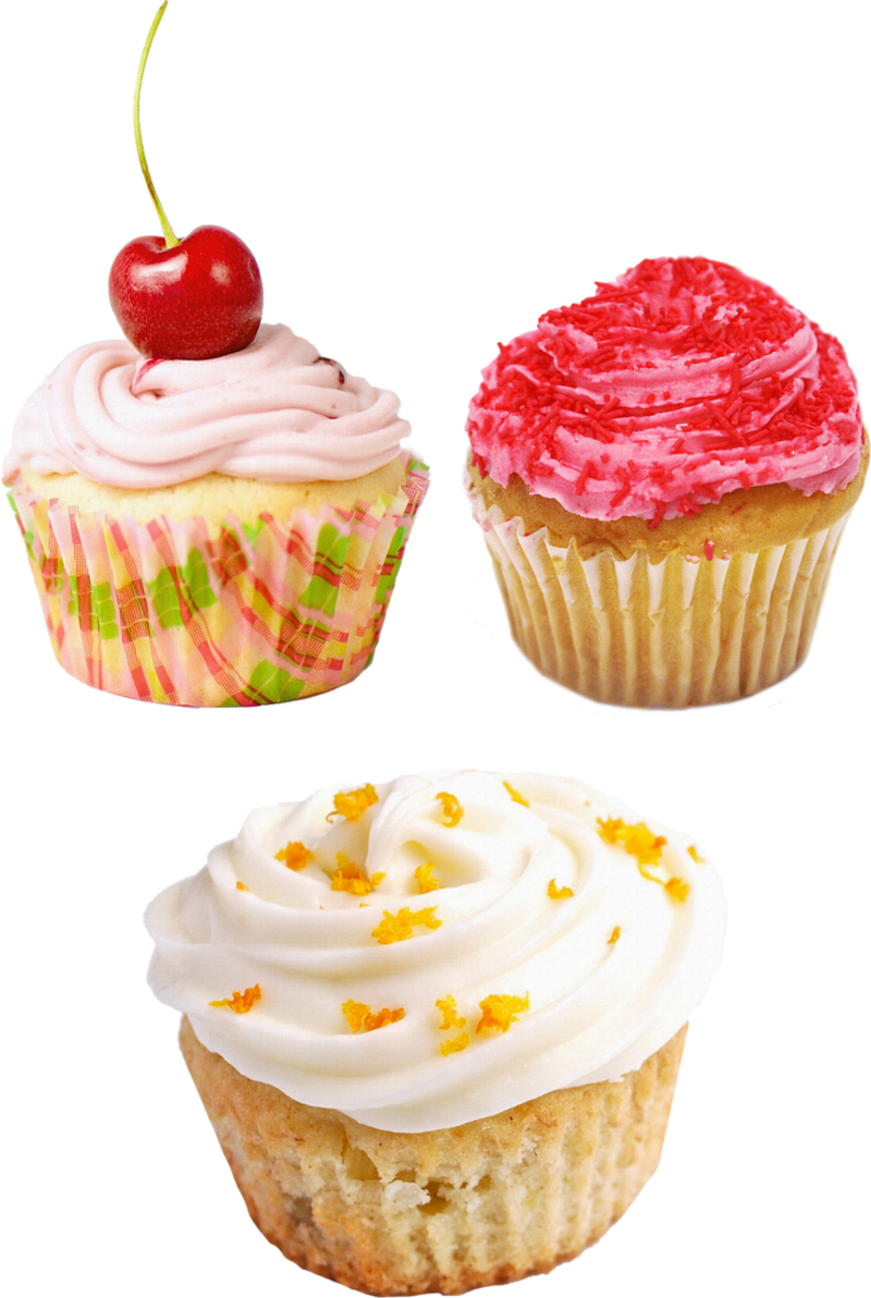 Assorted Frosted Muffins PNG Image