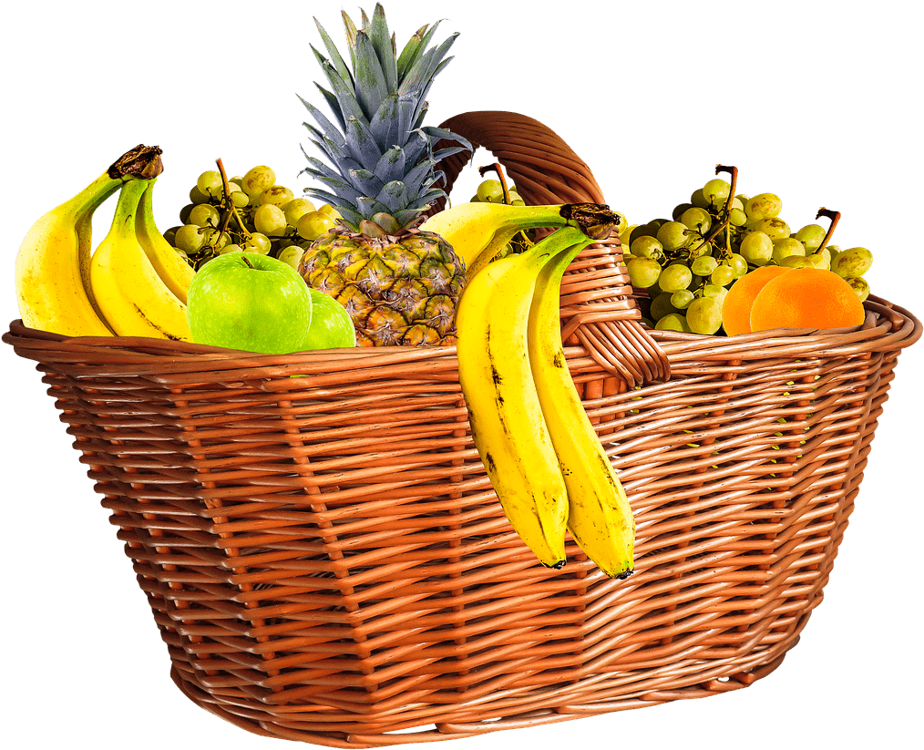 Assorted Fruit Basket Selection PNG Image