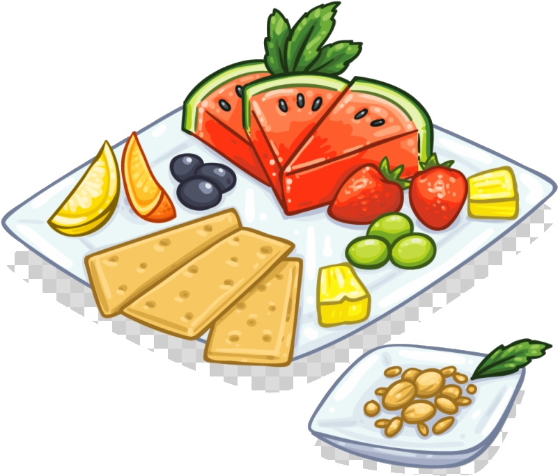 Assorted Fruit Cheese Crackers Snack Platter PNG Image