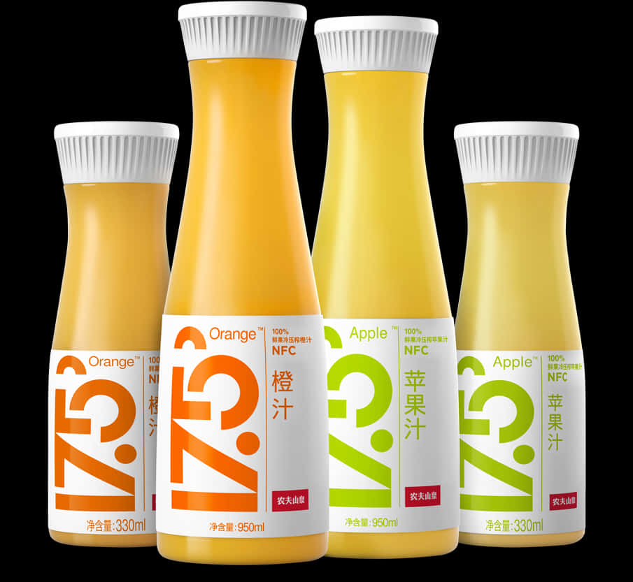 Assorted Fruit Juice Bottles PNG Image